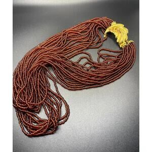 Vintage Amber Glass Bead Multistrand Necklace